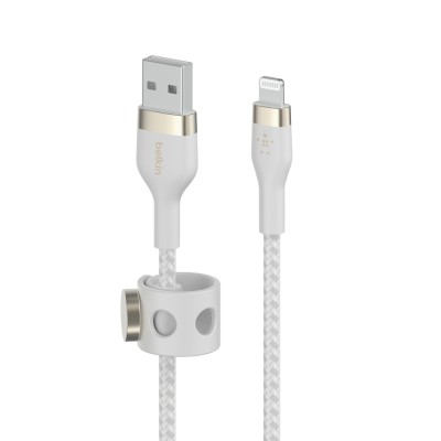 Кабель USB-A > Lightning заряджання/синхронізації Belkin 1м, плетений, силіконовий, з ремінцем на магніті, білий (CAA010BT1MWH) Кабель USB-A > Lightning заряджання/синхронізації Belkin 1м, плетений, силіконовий, з ремінцем на магніті, білий (CAA010BT1MWH)