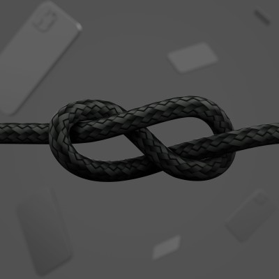 Кабель USB-A > Lightning заряджання/синхронізації Belkin 1м, плетений, силіконовий, з ремінцем на магніті, чорний (CAA010BT1MBK)