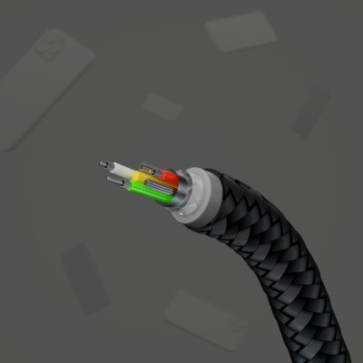 Кабель USB-A > Lightning заряджання/синхронізації Belkin 1м, плетений, силіконовий, з ремінцем на магніті, чорний (CAA010BT1MBK)