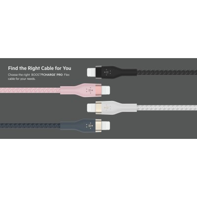 Кабель USB-A > Lightning заряджання/синхронізації Belkin 1м, плетений, силіконовий, з ремінцем на магніті, чорний (CAA010BT1MBK)