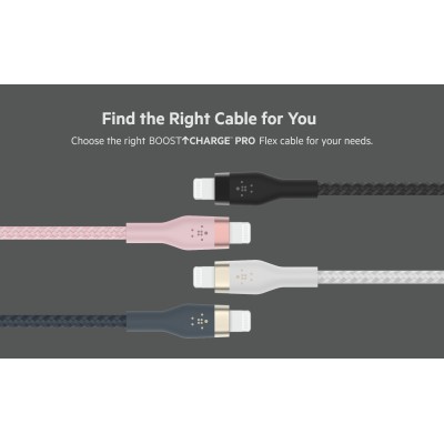 Кабель USB-A > Lightning заряджання/синхронізації Belkin 1м, плетений, силіконовий, з ремінцем на магніті, чорний (CAA010BT1MBK)