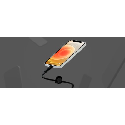 Кабель USB-A > Lightning заряджання/синхронізації Belkin 1м, плетений, силіконовий, з ремінцем на магніті, чорний (CAA010BT1MBK)
