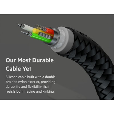 Кабель USB-A > Lightning заряджання/синхронізації Belkin 1м, плетений, силіконовий, з ремінцем на магніті, чорний (CAA010BT1MBK)