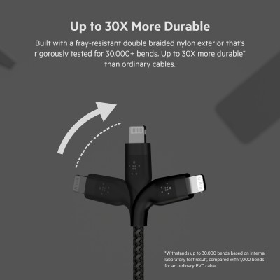 Кабель USB-A > Lightning заряджання/синхронізації Belkin 1м, плетений, силіконовий, з ремінцем на магніті, чорний (CAA010BT1MBK)