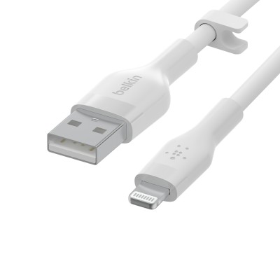 Кабель USB-A > Lightning заряджання/синхронізації Belkin 1м, силіконовий з кліпсою, білий (CAA008BT1MWH) Кабель USB-A > Lightning заряджання/синхронізації Belkin 1м, силіконовий з кліпсою, білий (CAA008BT1MWH)