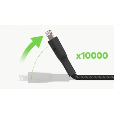 Кабель USB-A > Lightning заряджання/синхронізації Belkin 2м, 12Вт, плетений, чорний (CAA002BT2MBK)