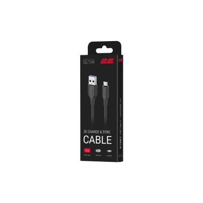 Кабель USB-A > microUSB заряджання/синхронізації 2E 1м, Glow, чорний (2E-CCAM-BL)