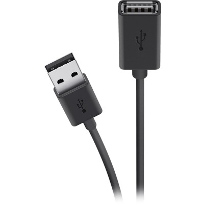 Кабель USB-A > USB-AF заряджання/синхронізації Belkin 1.8м, чорний (F3U153BT1.8M) Кабель USB-A > USB-AF заряджання/синхронізації Belkin 1.8м, чорний (F3U153BT1.8M)