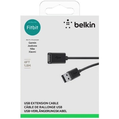 Кабель USB-A > USB-AF заряджання/синхронізації Belkin 1.8м, чорний (F3U153BT1.8M) Кабель USB-A > USB-AF заряджання/синхронізації Belkin 1.8м, чорний (F3U153BT1.8M)