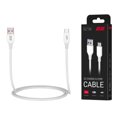 Кабель USB-A > USB-C заряджання/синхронізації 2E 1м, Type-C, Glow, білий (2E-CCAC-WH) Кабель USB-A > USB-C заряджання/синхронізації 2E 1м, Type-C, Glow, білий (2E-CCAC-WH)