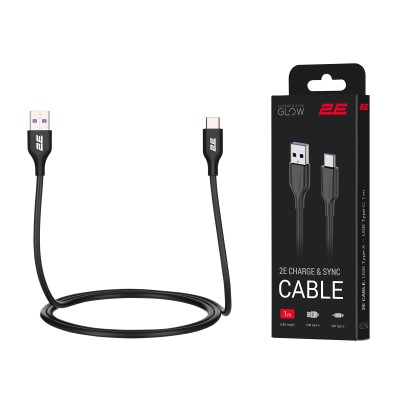 Кабель USB-A > USB-C заряджання/синхронізації 2E 1м, Type-C, Glow, чорний (2E-CCAC-BL) Кабель USB-A > USB-C заряджання/синхронізації 2E 1м, Type-C, Glow, чорний (2E-CCAC-BL)