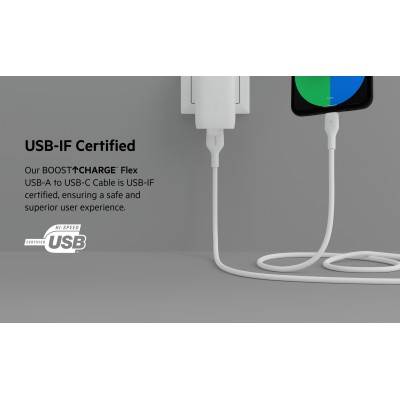 Кабель USB-A > USB-C заряджання/синхронізації Belkin 2м, 15Вт, Type-C, силіконовий з кліпсою, білий (CAB008BT2MWH) Кабель USB-A > USB-C заряджання/синхронізації Belkin 2м, 15Вт, Type-C, силіконовий з кліпсою, білий (CAB008BT2MWH)