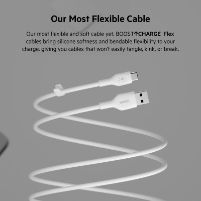 Кабель USB-A > USB-C заряджання/синхронізації Belkin 2м, 15Вт, Type-C, силіконовий з кліпсою, білий (CAB008BT2MWH) Кабель USB-A > USB-C заряджання/синхронізації Belkin 2м, 15Вт, Type-C, силіконовий з кліпсою, білий (CAB008BT2MWH)