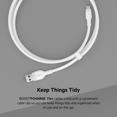 Кабель USB-A > USB-C заряджання/синхронізації Belkin 2м, 15Вт, Type-C, силіконовий з кліпсою, білий (CAB008BT2MWH) Кабель USB-A > USB-C заряджання/синхронізації Belkin 2м, 15Вт, Type-C, силіконовий з кліпсою, білий (CAB008BT2MWH)