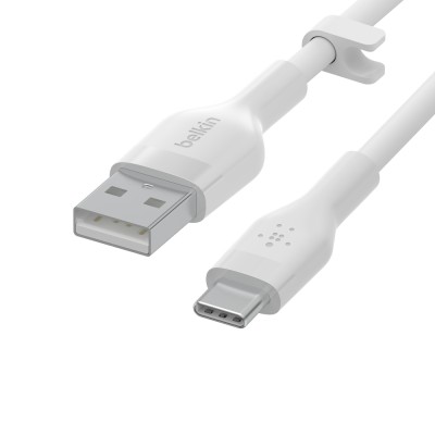 Кабель USB-A > USB-C заряджання/синхронізації Belkin 2м, 15Вт, Type-C, силіконовий з кліпсою, білий (CAB008BT2MWH) Кабель USB-A > USB-C заряджання/синхронізації Belkin 2м, 15Вт, Type-C, силіконовий з кліпсою, білий (CAB008BT2MWH)