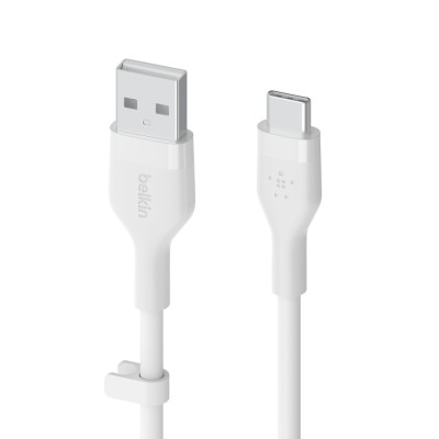 Кабель USB-A > USB-C заряджання/синхронізації Belkin 2м, 15Вт, Type-C, силіконовий з кліпсою, білий (CAB008BT2MWH) Кабель USB-A > USB-C заряджання/синхронізації Belkin 2м, 15Вт, Type-C, силіконовий з кліпсою, білий (CAB008BT2MWH)