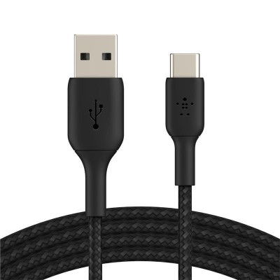 Кабель USB-A > USB-C заряджання/синхронізації Belkin 3м, 15Вт, Type-C, плетений, чорний (CAB002BT3MBK) Кабель USB-A > USB-C заряджання/синхронізації Belkin 3м, 15Вт, Type-C, плетений, чорний (CAB002BT3MBK)