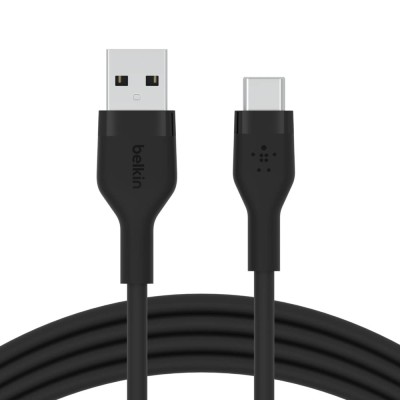 Кабель USB-A > USB-C заряджання/синхронізації Belkin 3м, 15Вт, Type-C, силіконовий з кліпсою, чорний (CAB008BT3MBK) Кабель USB-A > USB-C заряджання/синхронізації Belkin 3м, 15Вт, Type-C, силіконовий з кліпсою, чорний (CAB008BT3MBK)