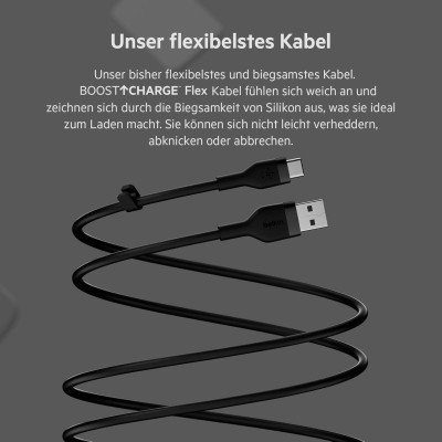Кабель USB-A > USB-C заряджання/синхронізації Belkin 3м, 15Вт, Type-C, силіконовий з кліпсою, чорний (CAB008BT3MBK) Кабель USB-A > USB-C заряджання/синхронізації Belkin 3м, 15Вт, Type-C, силіконовий з кліпсою, чорний (CAB008BT3MBK)
