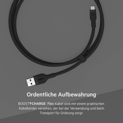Кабель USB-A > USB-C заряджання/синхронізації Belkin 3м, 15Вт, Type-C, силіконовий з кліпсою, чорний (CAB008BT3MBK) Кабель USB-A > USB-C заряджання/синхронізації Belkin 3м, 15Вт, Type-C, силіконовий з кліпсою, чорний (CAB008BT3MBK)