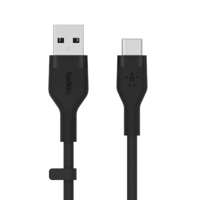 Кабель USB-A > USB-C заряджання/синхронізації Belkin 3м, 15Вт, Type-C, силіконовий з кліпсою, чорний (CAB008BT3MBK) Кабель USB-A > USB-C заряджання/синхронізації Belkin 3м, 15Вт, Type-C, силіконовий з кліпсою, чорний (CAB008BT3MBK)