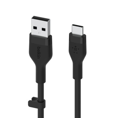 Кабель USB-A > USB-C заряджання/синхронізації Belkin 3м, 15Вт, Type-C, силіконовий з кліпсою, чорний (CAB008BT3MBK) Кабель USB-A > USB-C заряджання/синхронізації Belkin 3м, 15Вт, Type-C, силіконовий з кліпсою, чорний (CAB008BT3MBK)