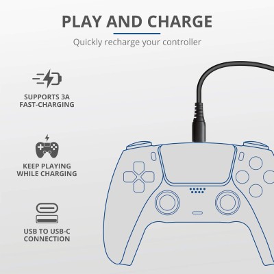 Кабель USB-C > Lightning заряджання/синхронізації Trust GXT 226 FOR PS5 3м, Type-C, чорний (24168_TRUST) Кабель USB-C > Lightning заряджання/синхронізації Trust GXT 226 FOR PS5 3м, Type-C, чорний (24168_TRUST)
