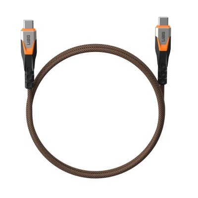 Кабель USB-C > USB-C 3.2 заряджання/синхронізації UAG 0.75м, 240Вт, Type-C, Rugged Double Braided Nylon, Black/Orange (9B4415114 Кабель USB-C > USB-C 3.2 заряджання/синхронізації UAG 0.75м, 240Вт, Type-C, Rugged Double Braided Nylon, Black/Orange (9B4415114
