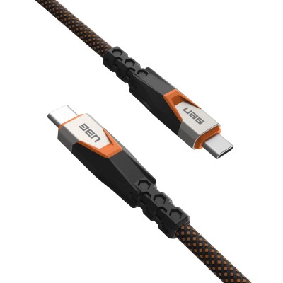 Кабель USB-C > USB-C 3.2 заряджання/синхронізації UAG 0.75м, 240Вт, Type-C, Rugged Double Braided Nylon, Black/Orange (9B4415114 Кабель USB-C > USB-C 3.2 заряджання/синхронізації UAG 0.75м, 240Вт, Type-C, Rugged Double Braided Nylon, Black/Orange (9B4415114