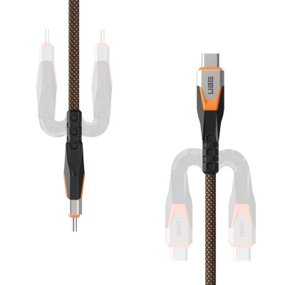 Кабель USB-C > USB-C 3.2 заряджання/синхронізації UAG 0.75м, 240Вт, Type-C, Rugged Double Braided Nylon, Black/Orange (9B4415114 Кабель USB-C > USB-C 3.2 заряджання/синхронізації UAG 0.75м, 240Вт, Type-C, Rugged Double Braided Nylon, Black/Orange (9B4415114