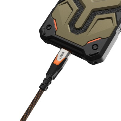 Кабель USB-C > USB-C 3.2 заряджання/синхронізації UAG 0.75м, 240Вт, Type-C, Rugged Double Braided Nylon, Black/Orange (9B4415114 Кабель USB-C > USB-C 3.2 заряджання/синхронізації UAG 0.75м, 240Вт, Type-C, Rugged Double Braided Nylon, Black/Orange (9B4415114