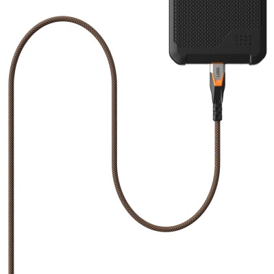 Кабель USB-C > USB-C 3.2 заряджання/синхронізації UAG 0.75м, 240Вт, Type-C, Rugged Double Braided Nylon, Black/Orange (9B4415114 Кабель USB-C > USB-C 3.2 заряджання/синхронізації UAG 0.75м, 240Вт, Type-C, Rugged Double Braided Nylon, Black/Orange (9B4415114