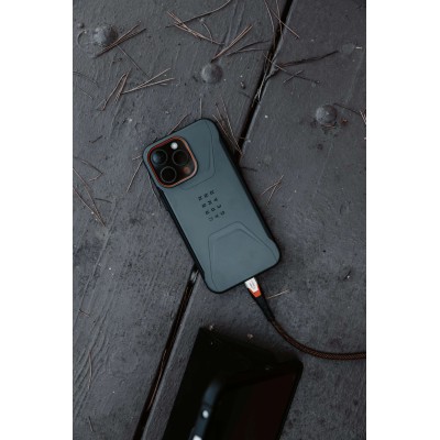 Кабель USB-C > USB-C 3.2 заряджання/синхронізації UAG 0.75м, 240Вт, Type-C, Rugged Double Braided Nylon, Black/Orange (9B4415114 Кабель USB-C > USB-C 3.2 заряджання/синхронізації UAG 0.75м, 240Вт, Type-C, Rugged Double Braided Nylon, Black/Orange (9B4415114