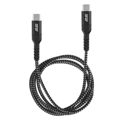 Кабель USB-C > USB-C заряджання/синхронізації 2E 1м, 240Вт Type-C, плетений, чорний (2E-CCCCAL-WH) Кабель USB-C > USB-C заряджання/синхронізації 2E 1м, 240Вт Type-C, плетений, чорний (2E-CCCCAL-WH)