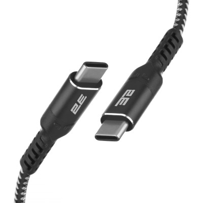 Кабель USB-C > USB-C заряджання/синхронізації 2E 1м, 240Вт Type-C, плетений, чорний (2E-CCCCAL-WH) Кабель USB-C > USB-C заряджання/синхронізації 2E 1м, 240Вт Type-C, плетений, чорний (2E-CCCCAL-WH)
