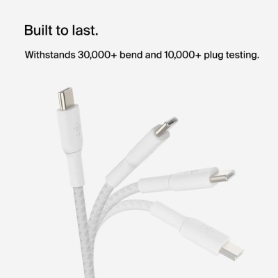 Кабель USB-C > USB-C заряджання/синхронізації Belkin 2м, 60Вт, Type-C, плетений, білий (CAB004BT2MWH) Кабель USB-C > USB-C заряджання/синхронізації Belkin 2м, 60Вт, Type-C, плетений, білий (CAB004BT2MWH)
