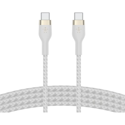 Кабель USB-C > USB-C заряджання/синхронізації Belkin 2м, 60Вт, Type-C, плетений, силіконовий, з ремінцем на магніті, білий (CAB0 Кабель USB-C > USB-C заряджання/синхронізації Belkin 2м, 60Вт, Type-C, плетений, силіконовий, з ремінцем на магніті, білий (CAB0
