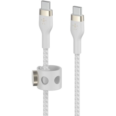 Кабель USB-C > USB-C заряджання/синхронізації Belkin 2м, 60Вт, Type-C, плетений, силіконовий, з ремінцем на магніті, білий (CAB0 Кабель USB-C > USB-C заряджання/синхронізації Belkin 2м, 60Вт, Type-C, плетений, силіконовий, з ремінцем на магніті, білий (CAB0