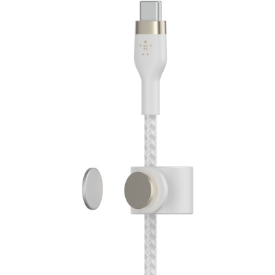 Кабель USB-C > USB-C заряджання/синхронізації Belkin 2м, 60Вт, Type-C, плетений, силіконовий, з ремінцем на магніті, білий (CAB0 Кабель USB-C > USB-C заряджання/синхронізації Belkin 2м, 60Вт, Type-C, плетений, силіконовий, з ремінцем на магніті, білий (CAB0