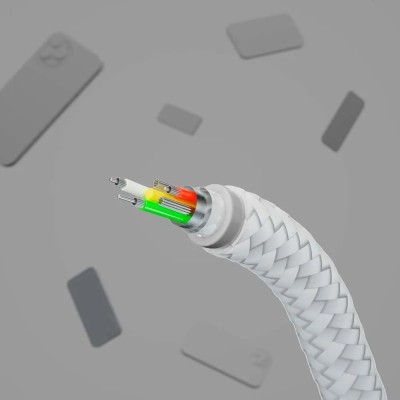 Кабель USB-C > USB-C заряджання/синхронізації Belkin 2м, 60Вт, Type-C, плетений, силіконовий, з ремінцем на магніті, білий (CAB0 Кабель USB-C > USB-C заряджання/синхронізації Belkin 2м, 60Вт, Type-C, плетений, силіконовий, з ремінцем на магніті, білий (CAB0