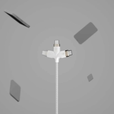 Кабель USB-C > USB-C заряджання/синхронізації Belkin 2м, 60Вт, Type-C, плетений, силіконовий, з ремінцем на магніті, білий (CAB0 Кабель USB-C > USB-C заряджання/синхронізації Belkin 2м, 60Вт, Type-C, плетений, силіконовий, з ремінцем на магніті, білий (CAB0
