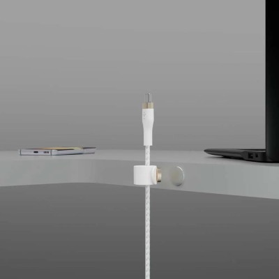 Кабель USB-C > USB-C заряджання/синхронізації Belkin 2м, 60Вт, Type-C, плетений, силіконовий, з ремінцем на магніті, білий (CAB0 Кабель USB-C > USB-C заряджання/синхронізації Belkin 2м, 60Вт, Type-C, плетений, силіконовий, з ремінцем на магніті, білий (CAB0