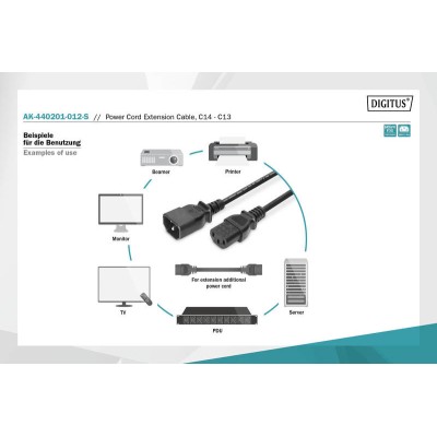 Кабель живлення DIGITUS C13 > C14, 1.2м, чорний (AK-440201-012-S) Кабель живлення DIGITUS C13 > C14, 1.2м, чорний (AK-440201-012-S)