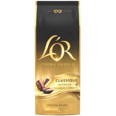 Кава L`OR зерна Crema Absolute Classic, 1000гр, купаж арабіка/робуста Кава L`OR зерна Crema Absolute Classic, 1000гр, купаж арабіка/робуста