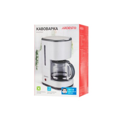 Кавоварка Ardesto крапельна White stripes 1.5л, мелена, біло-сірий (FCM-D17WG) Кавоварка Ardesto крапельна White stripes 1.5л, мелена, біло-сірий (FCM-D17WG)