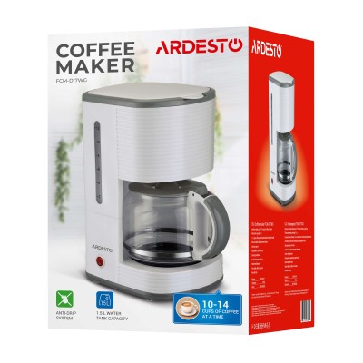 Кавоварка Ardesto крапельна White stripes 1.5л, мелена, біло-сірий (FCM-D17WG) Кавоварка Ardesto крапельна White stripes 1.5л, мелена, біло-сірий (FCM-D17WG)