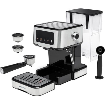 Кавоварка Gorenje ріжкова 1.5л, мелена, ручний капучинатор, нерж (ESCM15CD) Кавоварка Gorenje ріжкова 1.5л, мелена, ручний капучинатор, нерж (ESCM15CD)