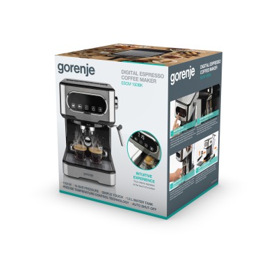 Кавоварка Gorenje ріжкова 1.5л, мелена, ручний капучинатор, нерж (ESCM15DBK) Кавоварка Gorenje ріжкова 1.5л, мелена, ручний капучинатор, нерж (ESCM15DBK)