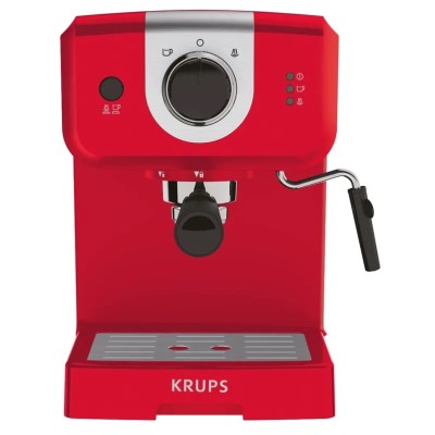 Кавоварка Krups ріжкова Opio 1.5л, мелена, ручний капучинатор, підігрів чашок, червоний (XP320530)