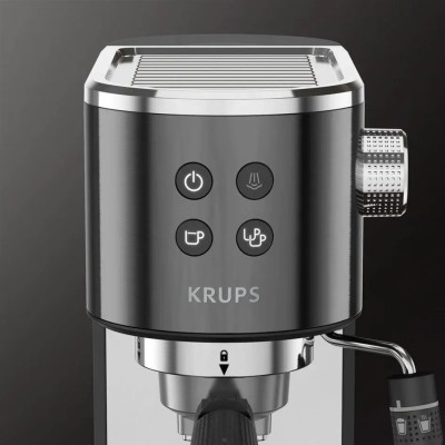Кавоварка Krups ріжкова Virtuoso + 1л, мелена, ручний капучинатор, 15 бар, чорний (XP444G10)